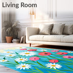 Coral Pink Daisy Meadow Rug