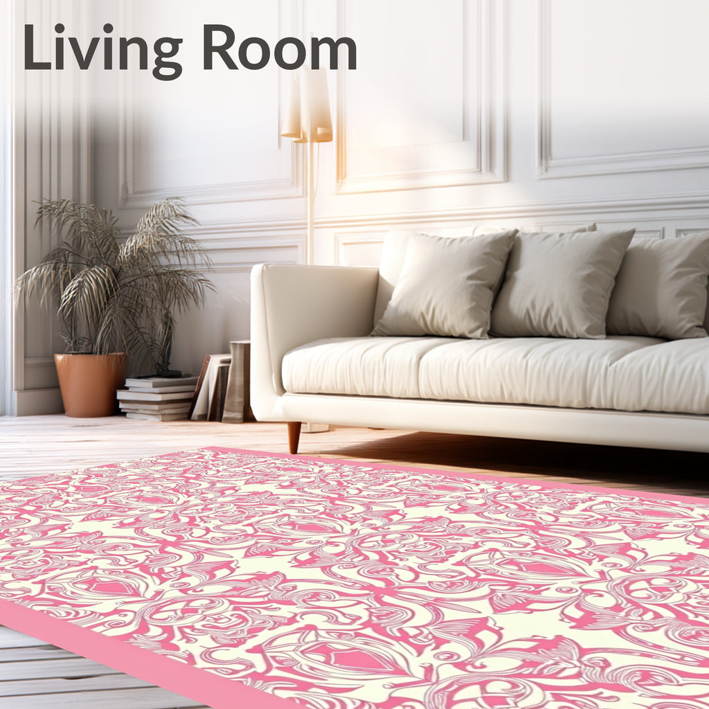 Pink Baroque Floral Symmetry Rug