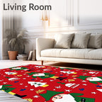 Red Elf Christmas Tree Snowflakes Rug