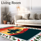 Rider Horse Sunset Landscape Border Rug