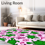 Green Sea Turtle Coral Swirl Rug
