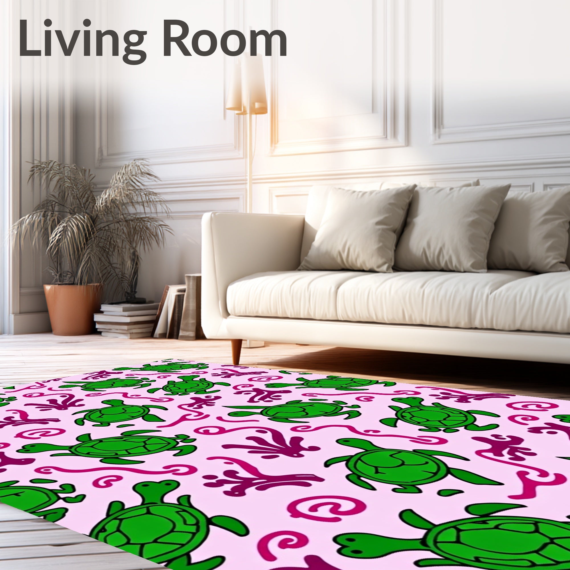 Green Sea Turtle Coral Swirl Rug