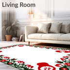Red Green Mitten Floral Border Rug