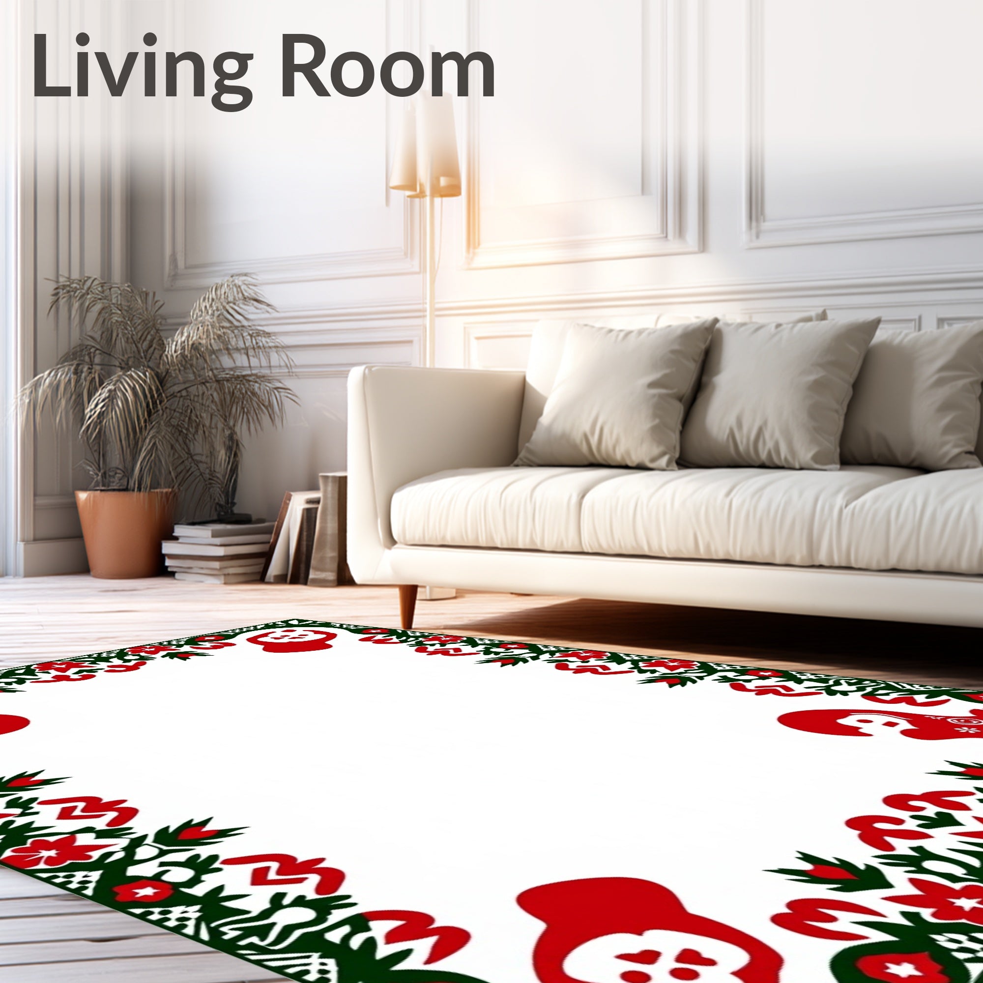 Red Green Mitten Floral Border Rug