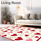 Vibrant Red Pink Heart Swirls Rug