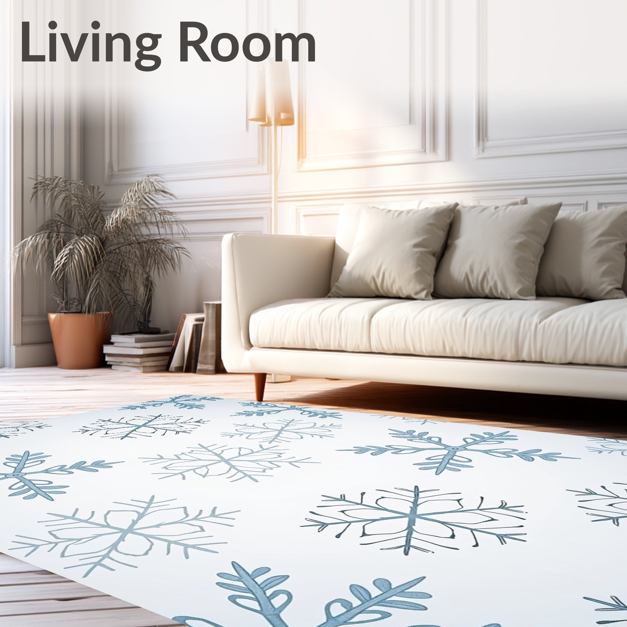 Cool Blue Snowflake Scatter Rug