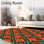 Orange Red Green Plaid Holly Berry Rug