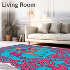 Whimsical Elf Rider Aqua Pink Tapestry Rug