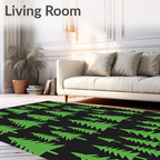 Forest Green Evergreen Trees Background Rug