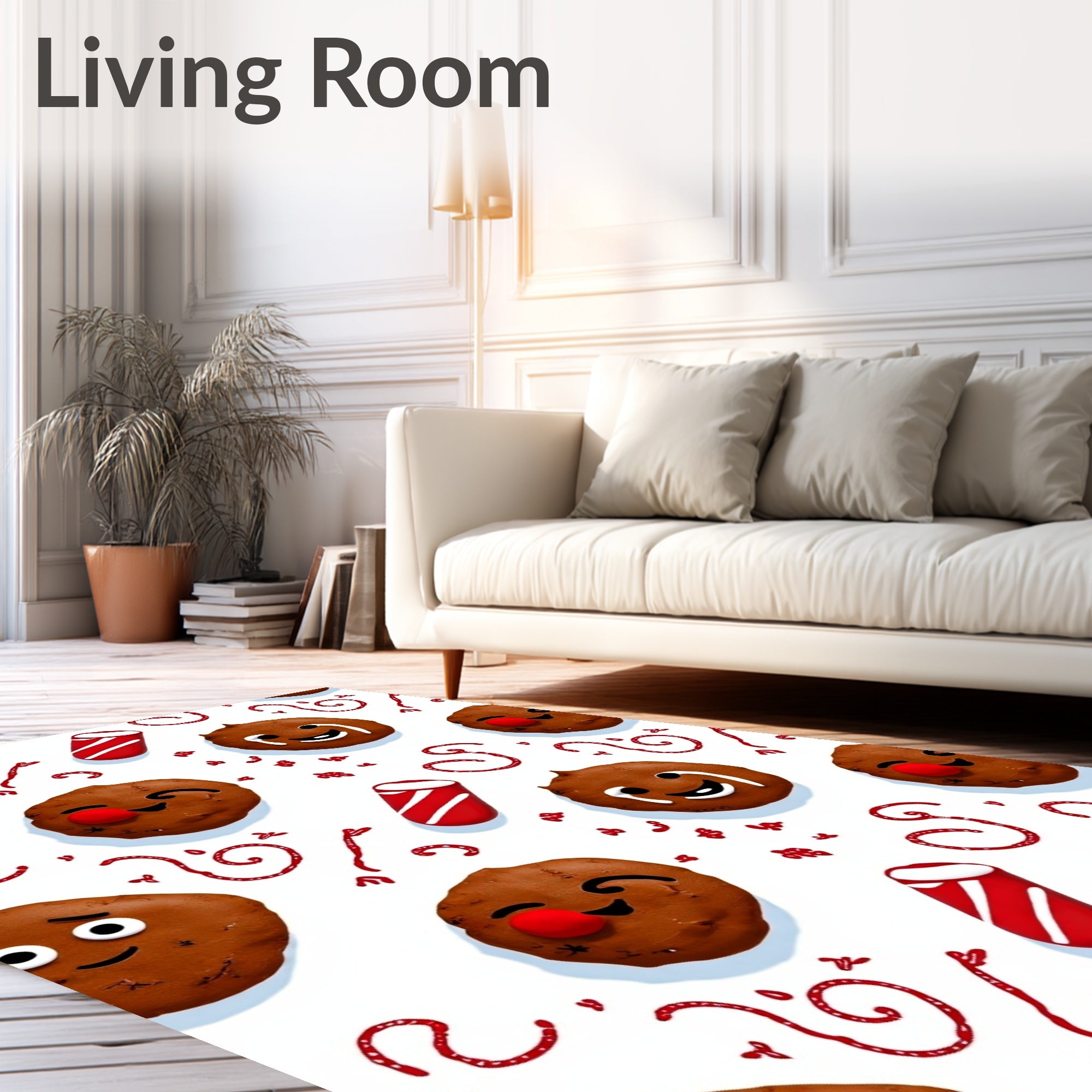Whimsical Ginger Cookie Candy Cane Accents Rug