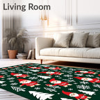 Festive Red Gnomes Snowflakes Christmas Trees Rug