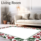 Crimson Green Floral Border Rug