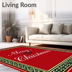 Red Festive Holly Border Rug