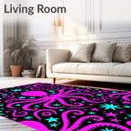 Hot Pink Octopus Turquoise Star Swirl Rug