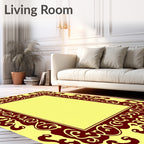 Crimson Flourish Yellow Border Rug