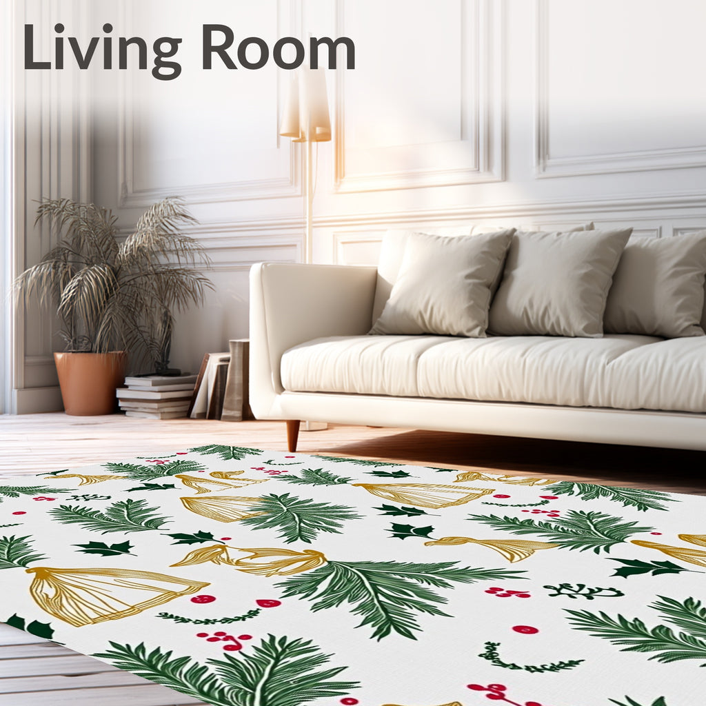 Gilded Foliage Holly Berry Branches Rug