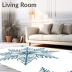 Teal Snowflake Ice Crystal Rug