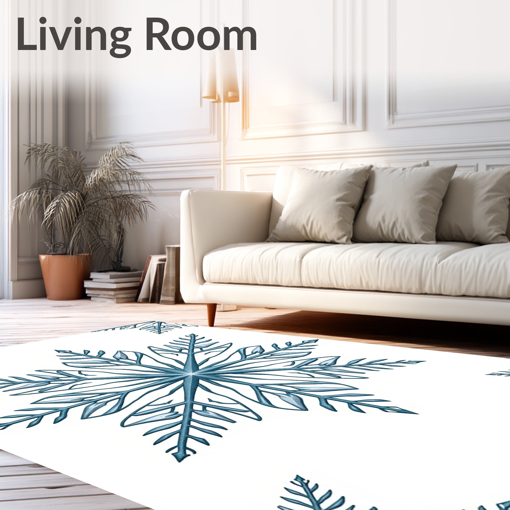 Teal Snowflake Ice Crystal Rug
