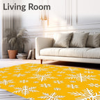 Golden Yellow Snowflake Scatter Rug