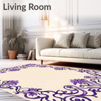 Art Nouveau Purple Floral Swirl Frame Rug