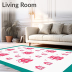 Pink Scandinavian House Repeat Rug