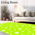 Bright Lime White Polka Dot Circles Rug