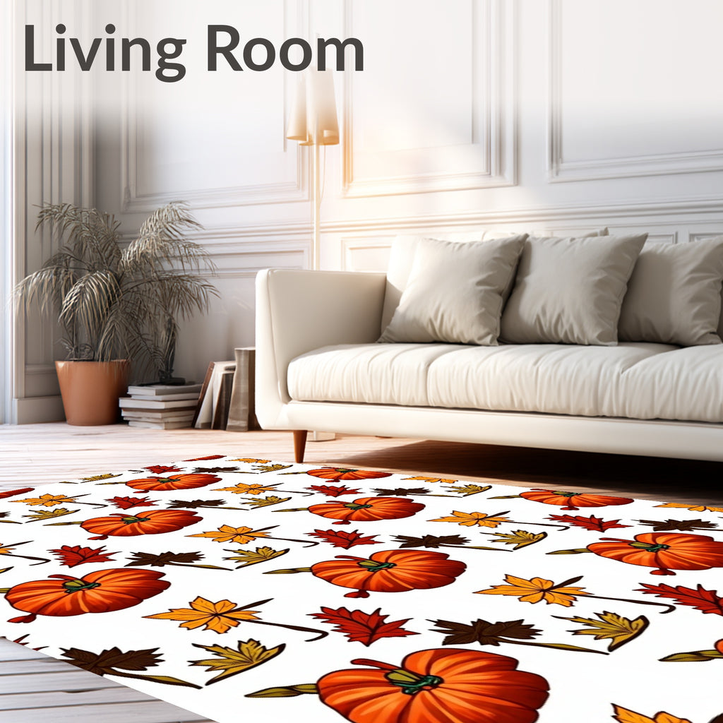 Harvest Orange Pumpkin Foliage Pattern Rug