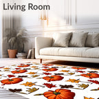 Harvest Orange Pumpkin Foliage Pattern Rug