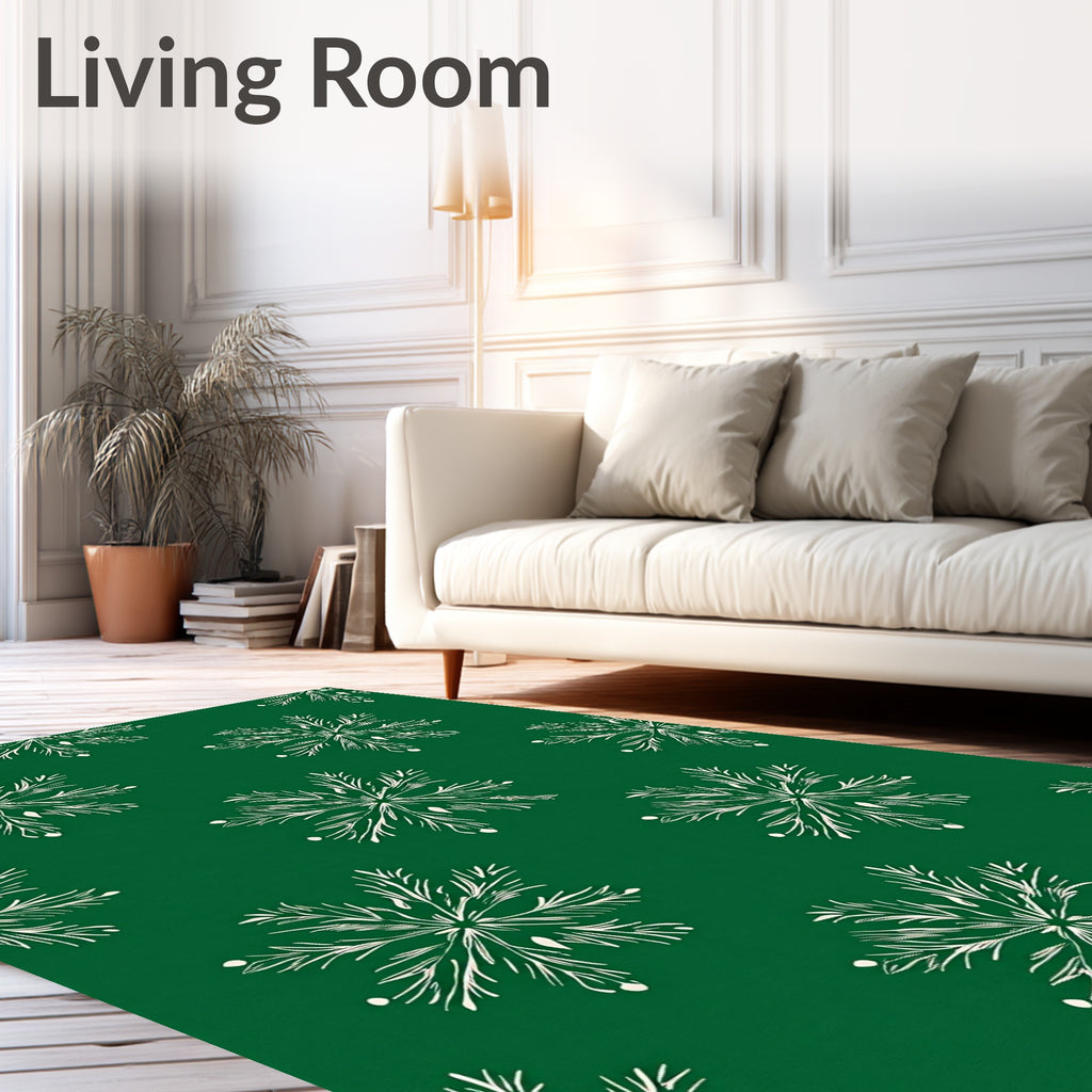 Green Winter Snowflake Ornament Rug