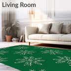 Green Winter Snowflake Ornament Rug