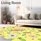 Cute Pink Carrot Floral Yellow Scatter Rug