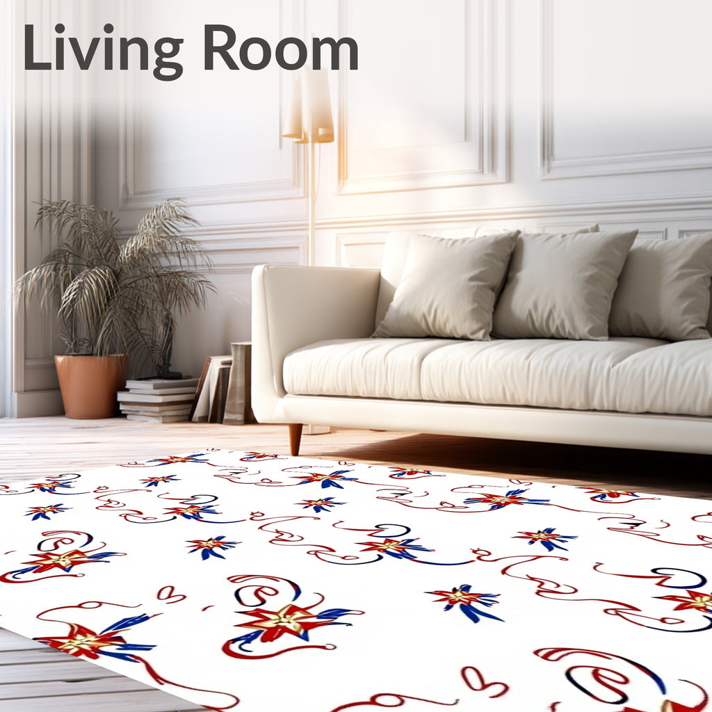 Red Blue Star Spirals Rug