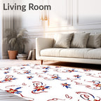 Red Blue Star Spirals Rug
