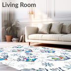 Colorful Winter Branch Snowflakes Rug