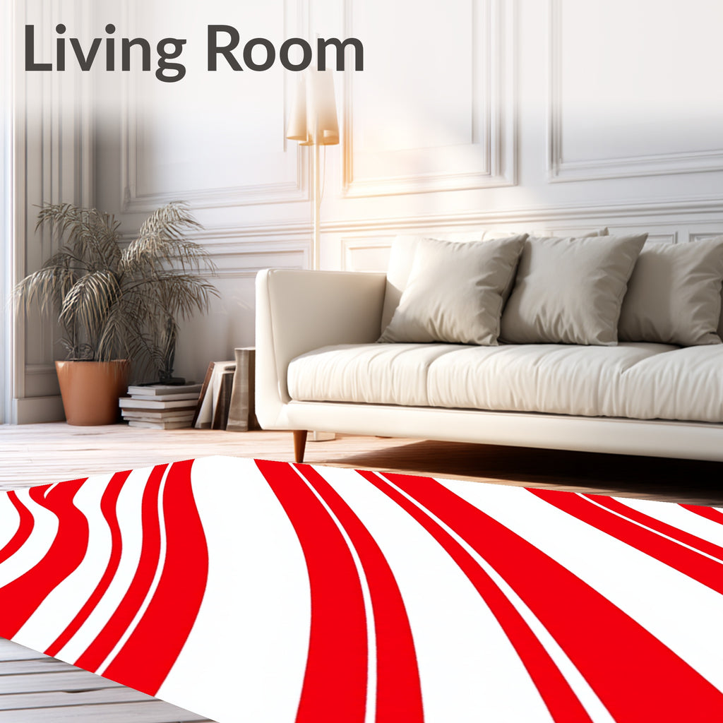 Bold Red Curved Stripe Rug