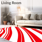 Bold Red Curved Stripe Rug