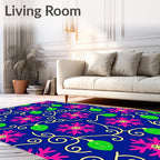 Bright Pink Snowflake Swirl Ornament Rug