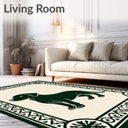 Dark Green Dog Framed Illustration Rug