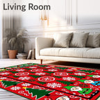 Whimsical Holiday Gnomes Christmas Trees Rug