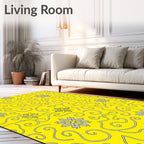 Yellow Whimsical Snowflake Swirl Rug