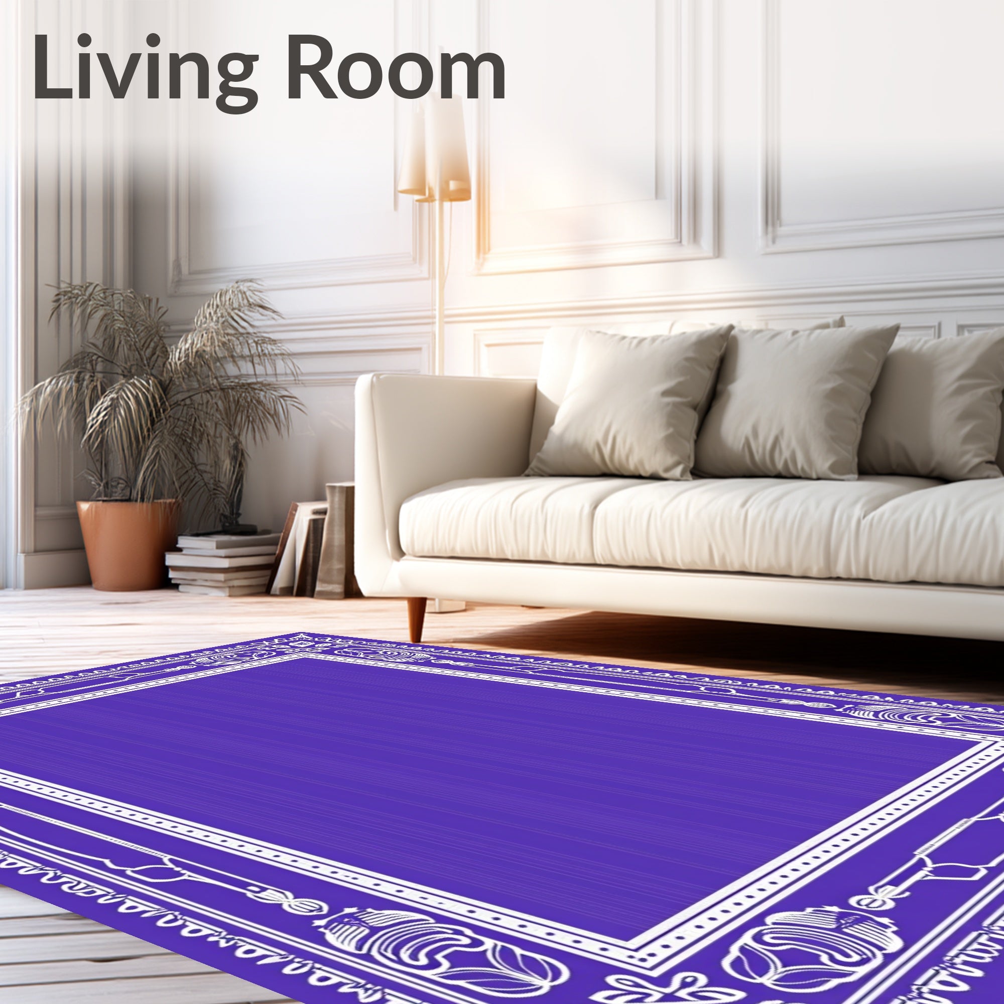 Classic Indigo Ornamental Border Rug