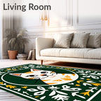 Whimsical White Cat Folk Art Rug