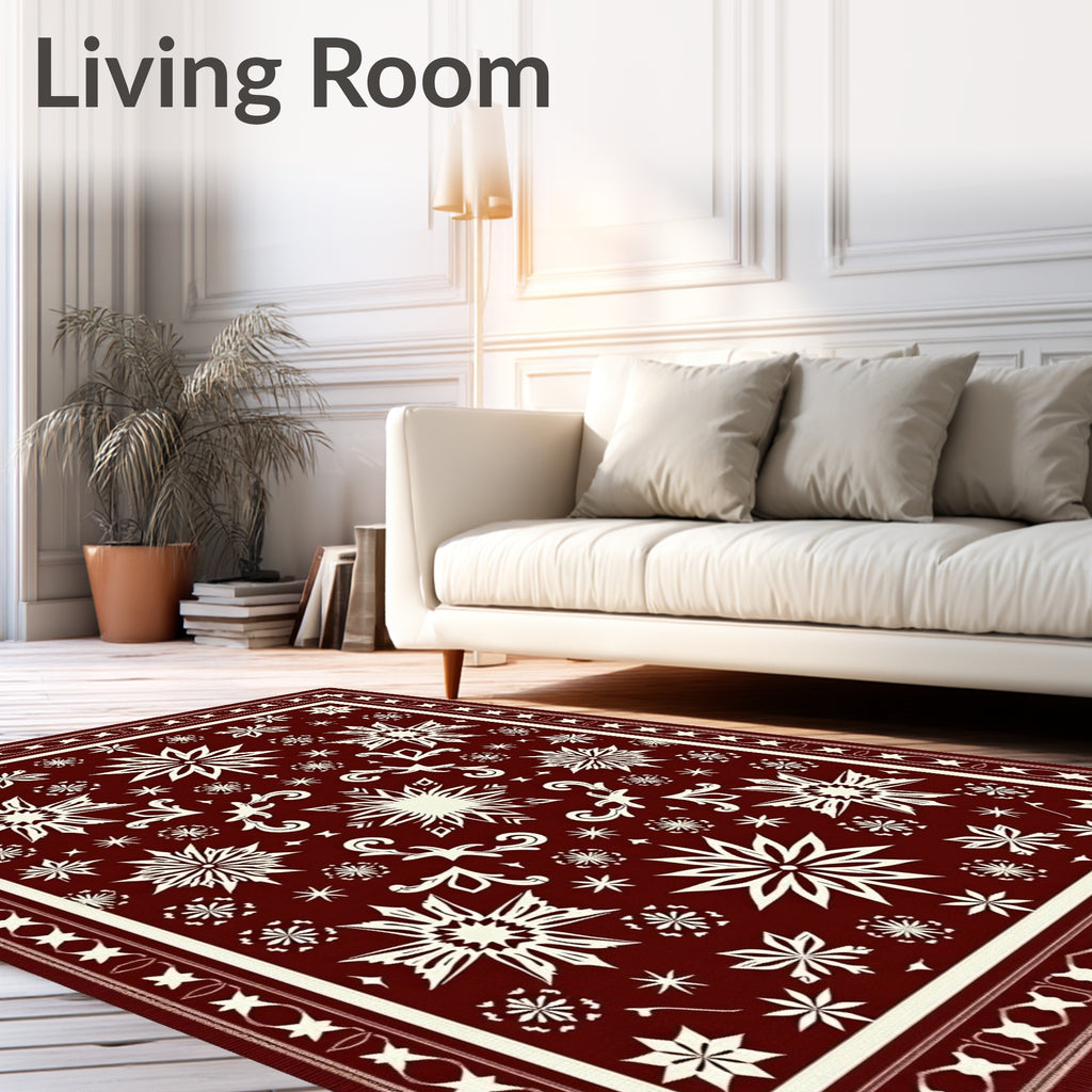 Crimson Snowflake Star Medallion Rug