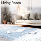 Winter White Horse Snow Forest Rug