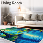 Lush Forest Stream with Bright Sunlight Rug