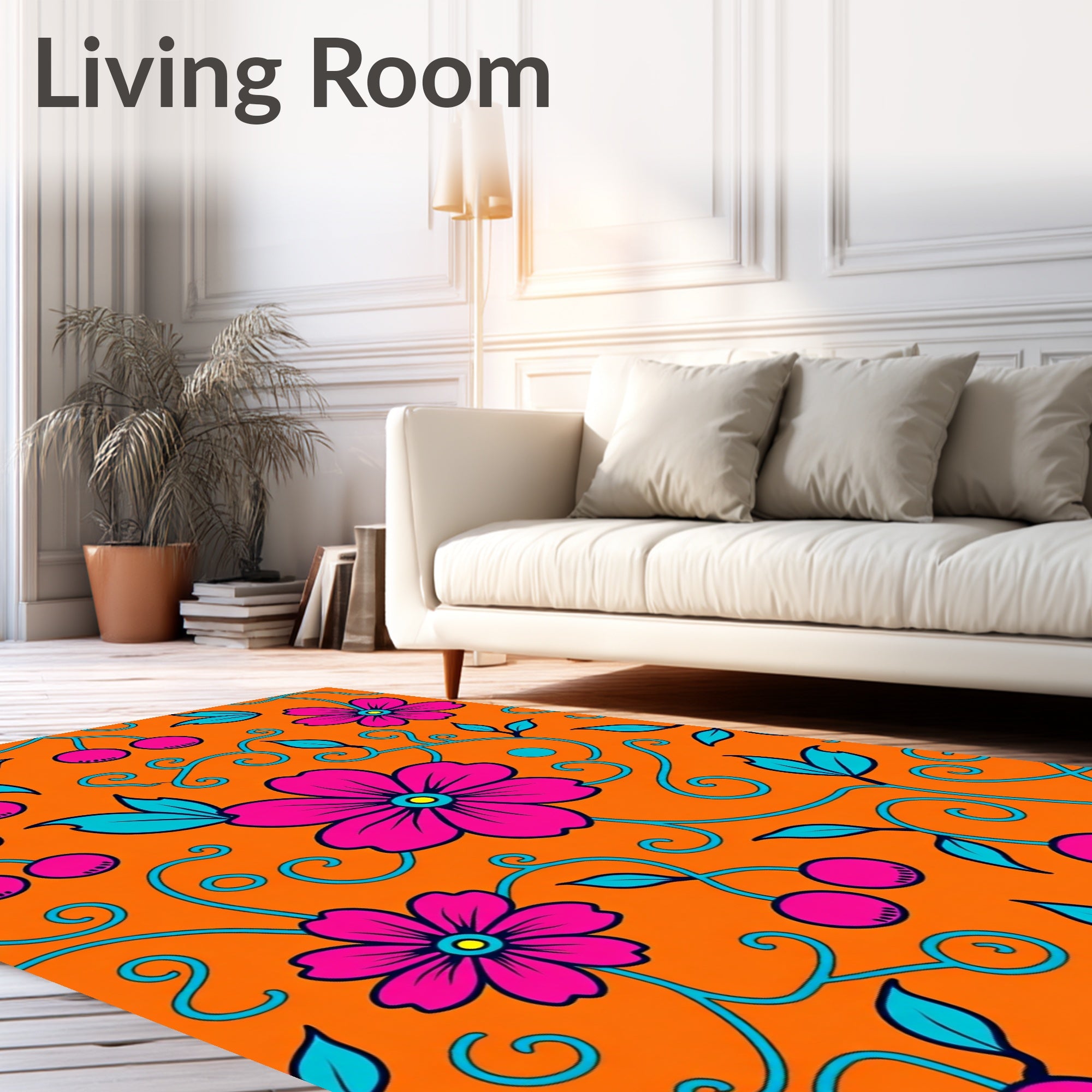 Hot Pink Cherry Blossom Swirl Rug