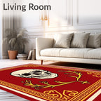 Crimson Skull with Gold Branches Rug