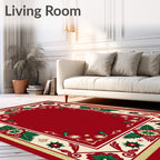 Crimson cream floral border artwork Rug