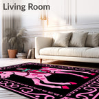 Pink Horse Rider Folk Art Rug