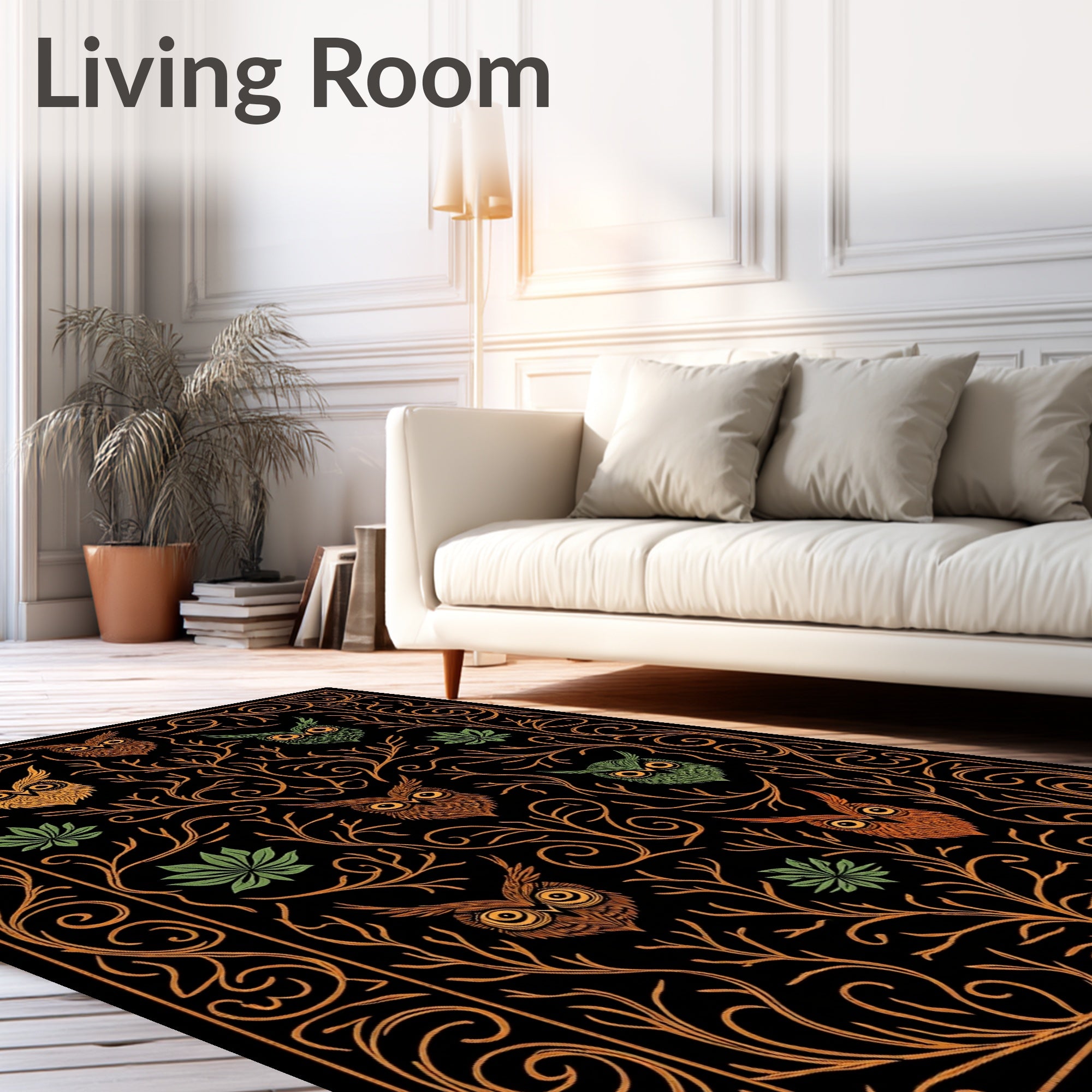 Whimsical Owl Forest Woodland Rug